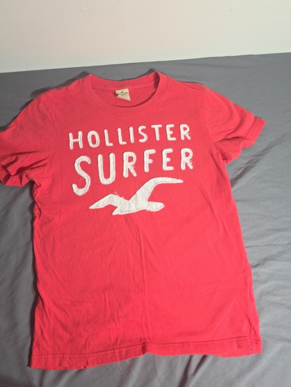 Hollister Red Graphic 'Surfer' Tee with White Logo